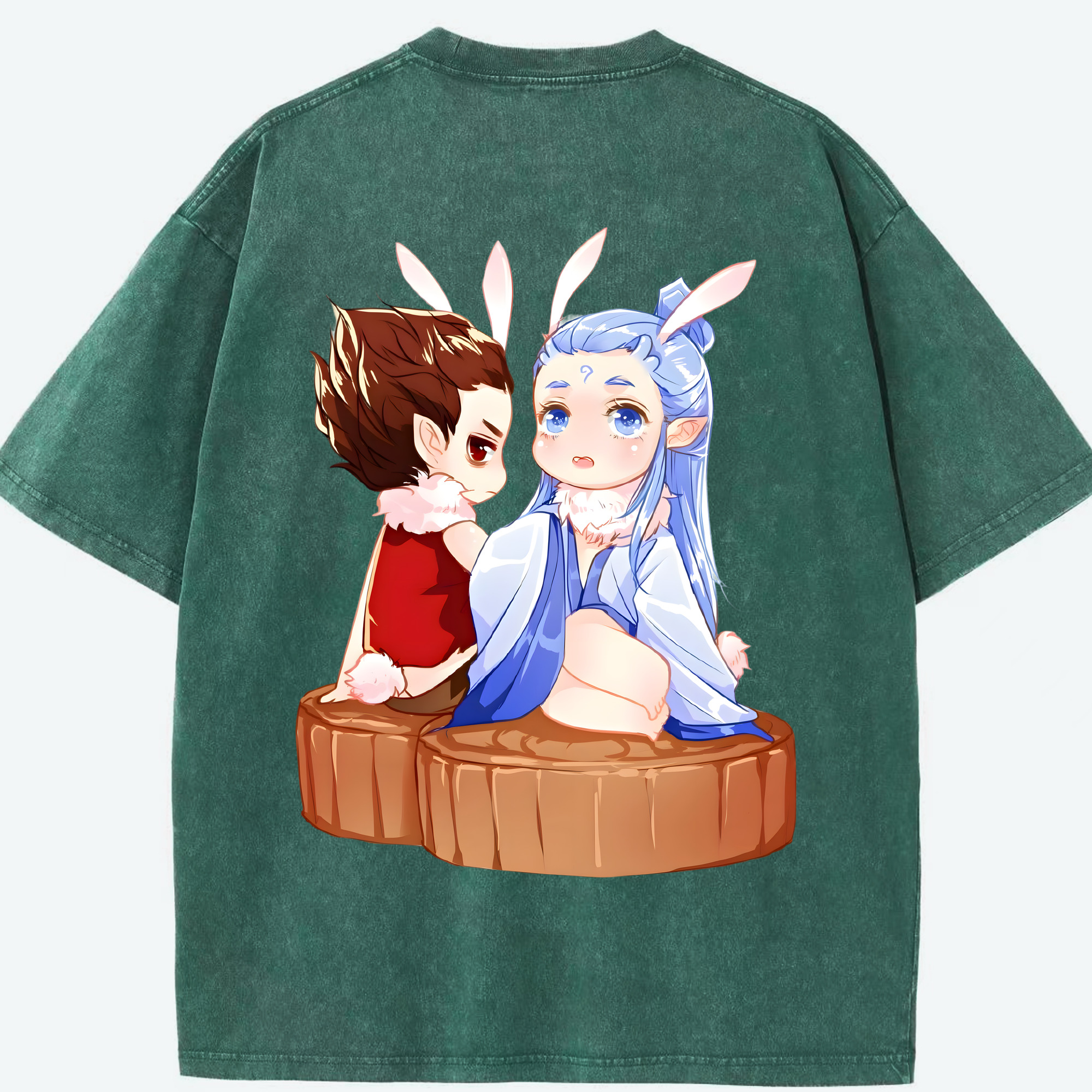 （画像用） Ne Zha 2 ナタ 魔童の大暴れ 綿100% ヴィンテージ風 半袖Tシャツ（背面プリント）